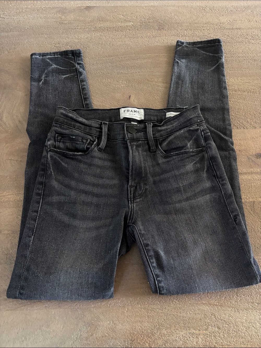 Frame Denim Black Washed Skinny Jeans